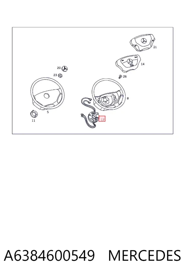 Anel AIRBAG de contato, cabo plano do volante A6384600549 Mercedes