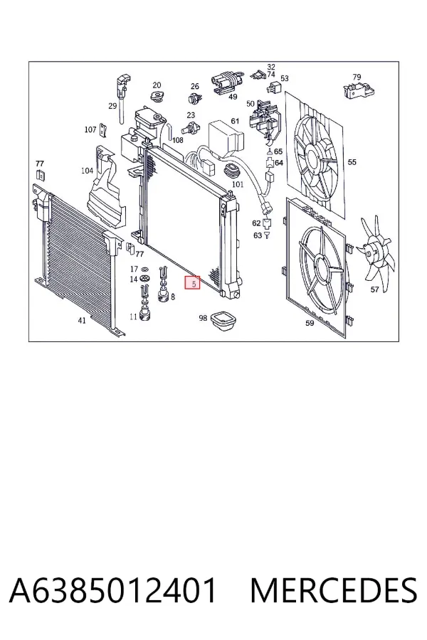 Radiador de esfriamento de motor A6385012401 Mercedes