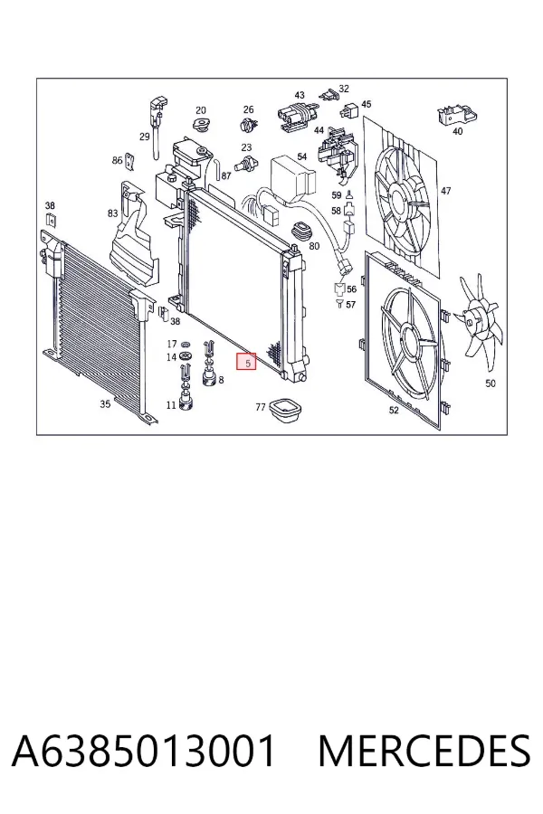 Radiador de esfriamento de motor A6385013001 Mercedes