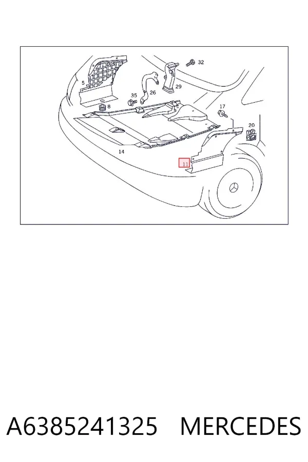 Proteção de motor, de panela (da seção de motor) A6385241325 Mercedes
