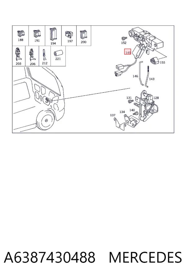 Puxador externo de tampa de porta-malas (de 3ª/5ª porta traseira) A6387430488 Mercedes