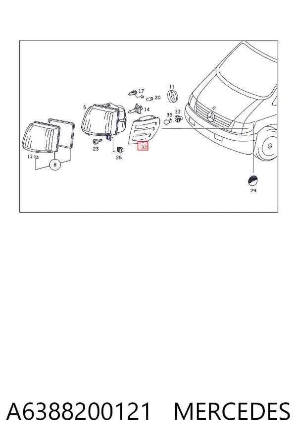 Pisca-pisca direito A6388200121 Mercedes