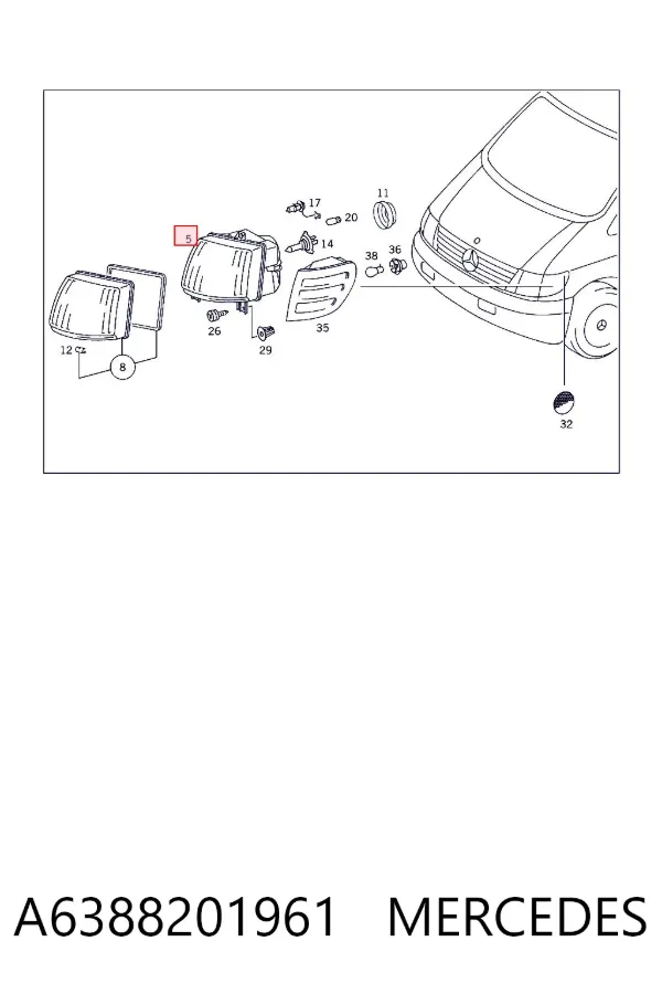 Luz esquerda A6388201961 Mercedes
