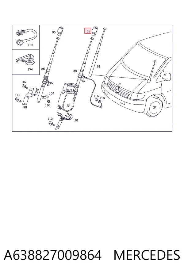 Compactador de antena A638827009864 Mercedes