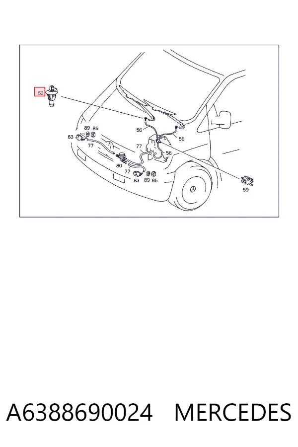 União em T do sistema de lavador de pára-brisas A6388690024 Mercedes