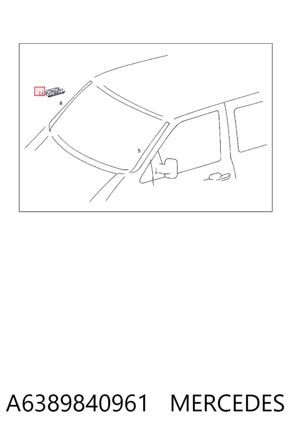 Cápsula (prendedor) de fixação de moldura de pára-brisas A6389840961 Mercedes