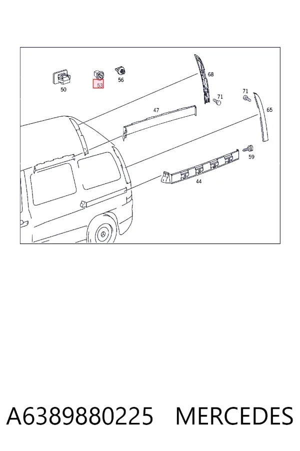 Braçadeira (cápsula) de fixação de moldura da porta A6389880225 Mercedes