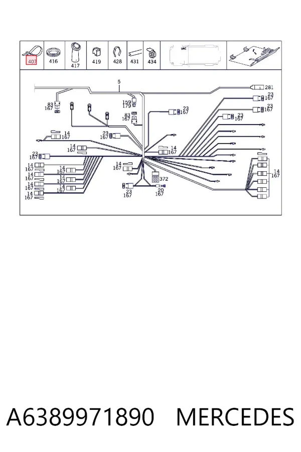 Braçadeira de plástico universal A6389971890 Mercedes