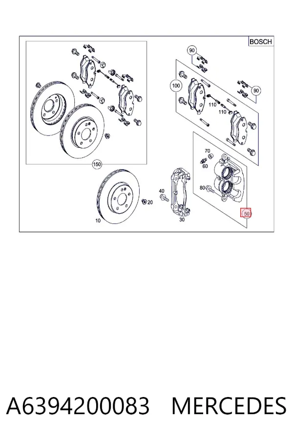 Suporte do freio dianteiro esquerdo A6394200083 Mercedes