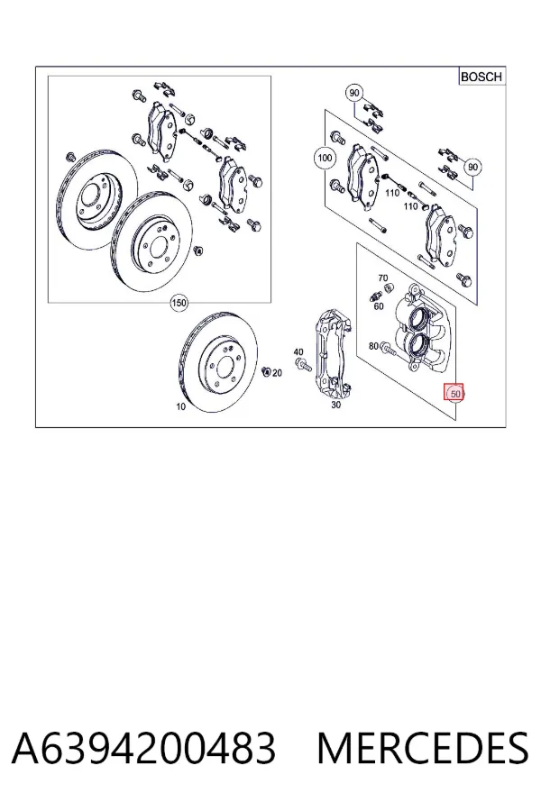 Suporte do freio dianteiro esquerdo A6394200483 Mercedes
