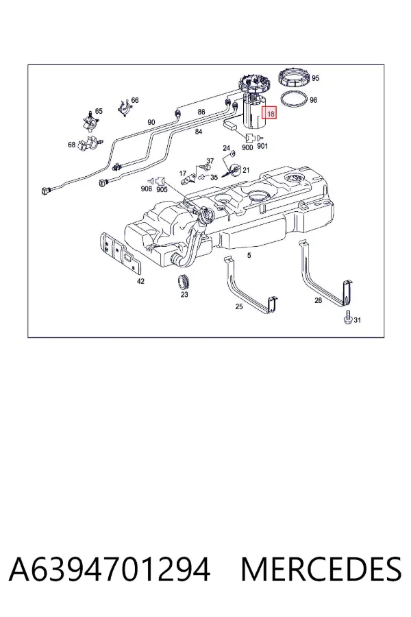 Módulo de bomba de combustível com sensor do nível de combustível A6394701294 Mercedes