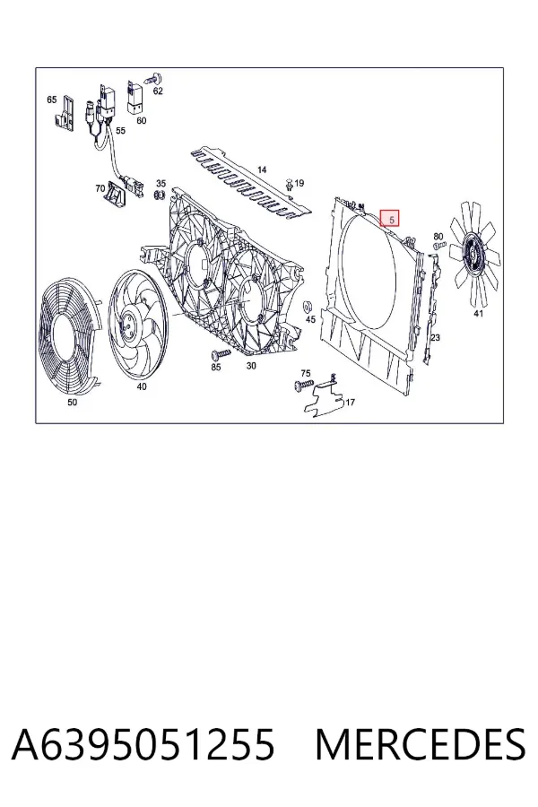 Difusor do radiador de esfriamento A6395051255 Mercedes