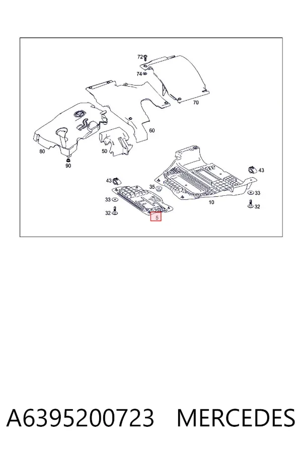 Proteção de motor dianteira A6395200723 Mercedes