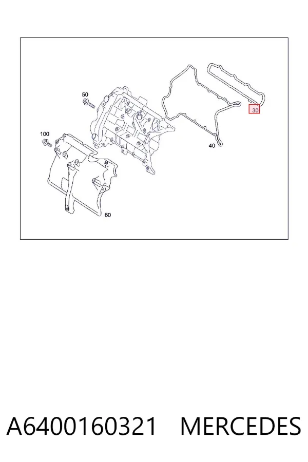 Vedante interno da tampa de válvulas de motor A6400160321 Mercedes