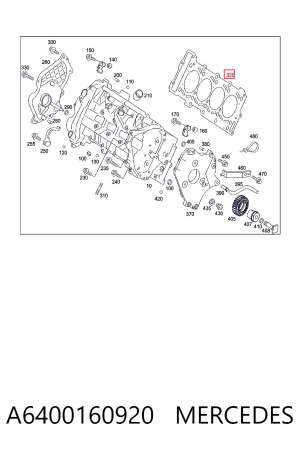 Vedante de cabeça de motor (CBC) A6400160920 Mercedes