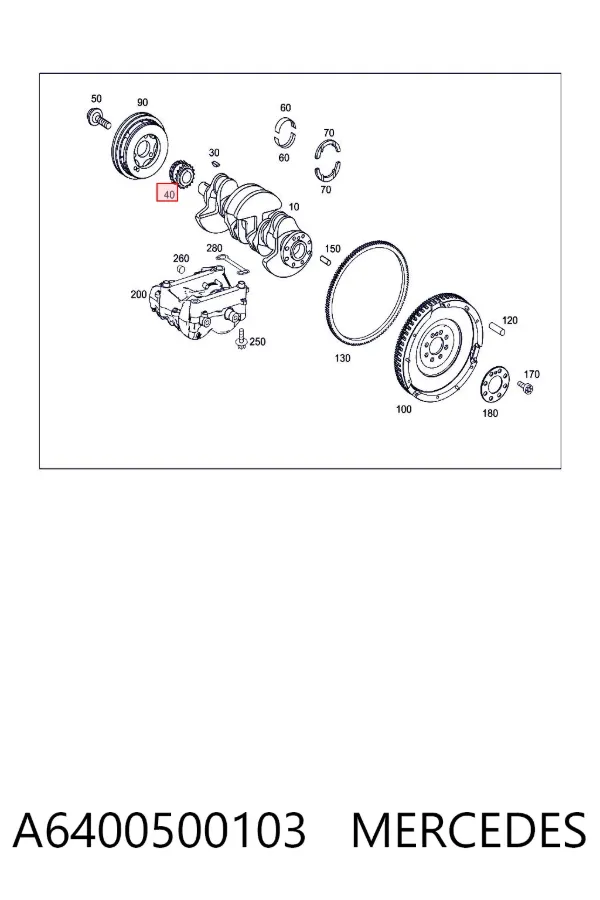 Engrenagem de cadeia da roda dentada de acionamento de cambota de motor A6400500103 Mercedes