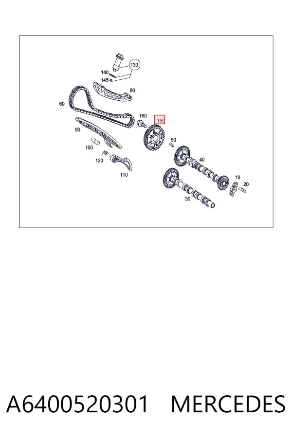 Engrenagem de cadeia da roda dentada da árvore distribuidora de motor A6400520301 Mercedes