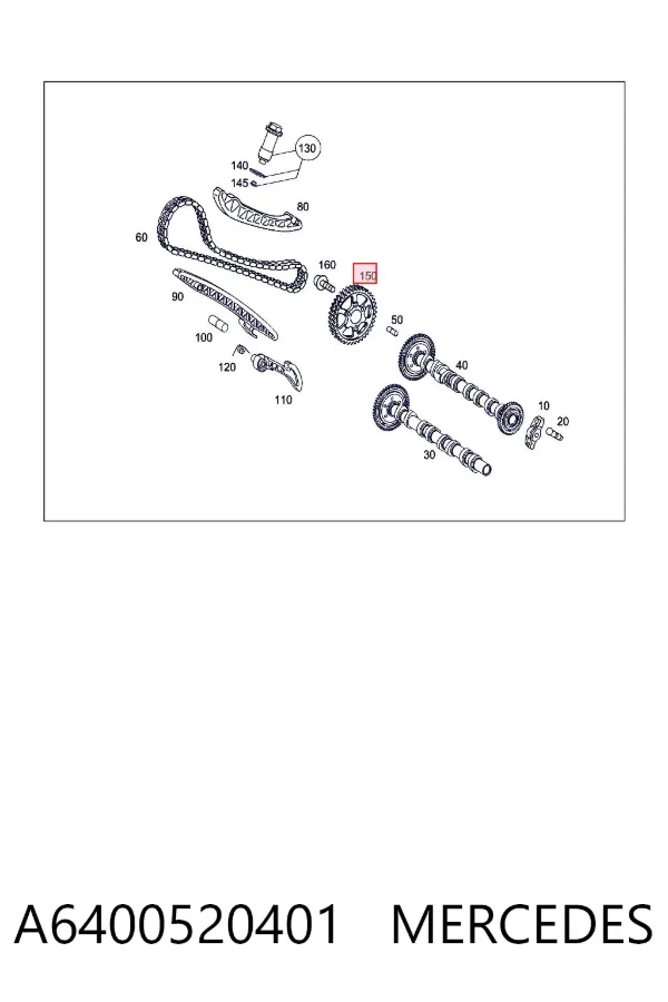 Engrenagem de cadeia da roda dentada da árvore distribuidora de motor A6400520401 Mercedes