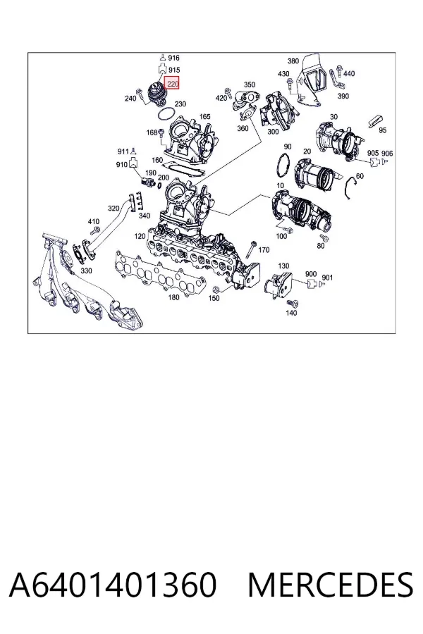 Válvula EGR de recirculação dos gases A6401401360 Mercedes