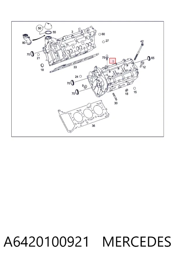 Cabeça de motor (CBC) esquerda A6420100921 Mercedes