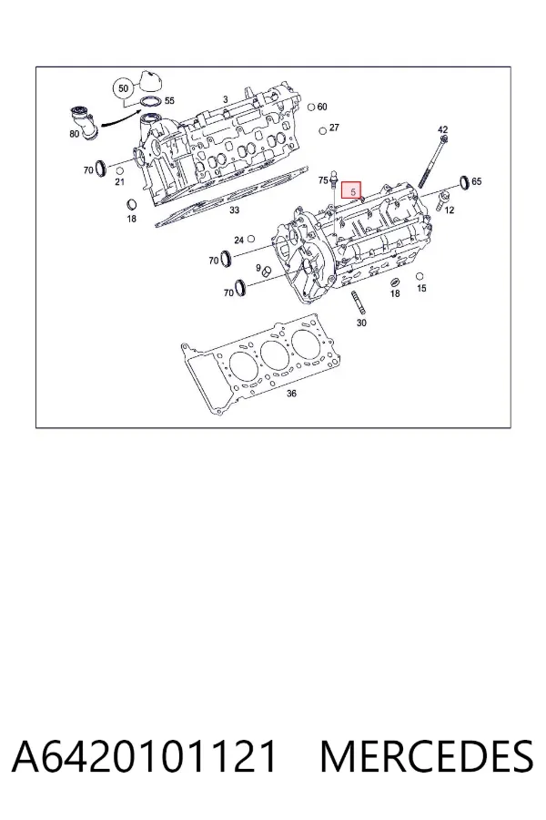Cabeça de motor (CBC) esquerda A6420101121 Mercedes