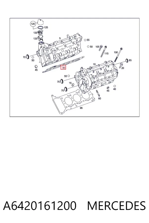 Vedante direito de cabeça de motor (CBC) A6420161200 Mercedes