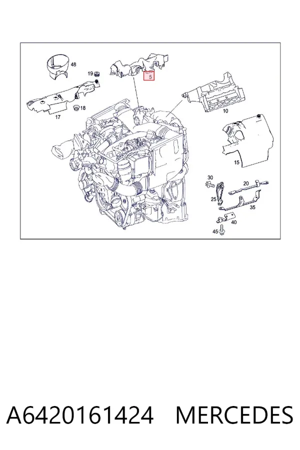 Tampa de motor decorativa A6420161424 Mercedes