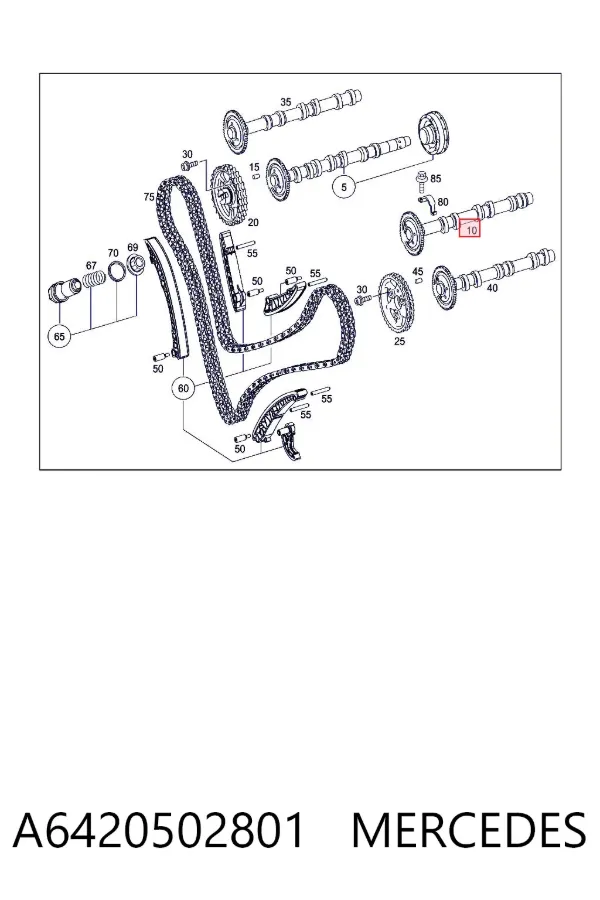 Árvore distribuidora esquerda de admissão de motor A6420502801 Mercedes