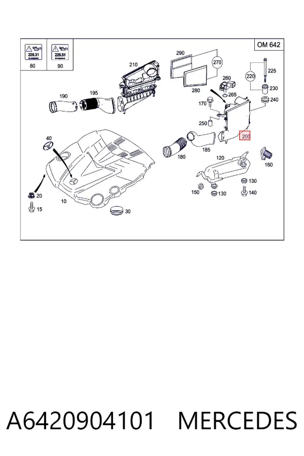 Caixa de filtro de ar esquerdo A6420904101 Mercedes
