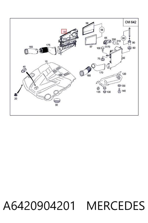 Caixa de filtro de ar A6420904201 Mercedes
