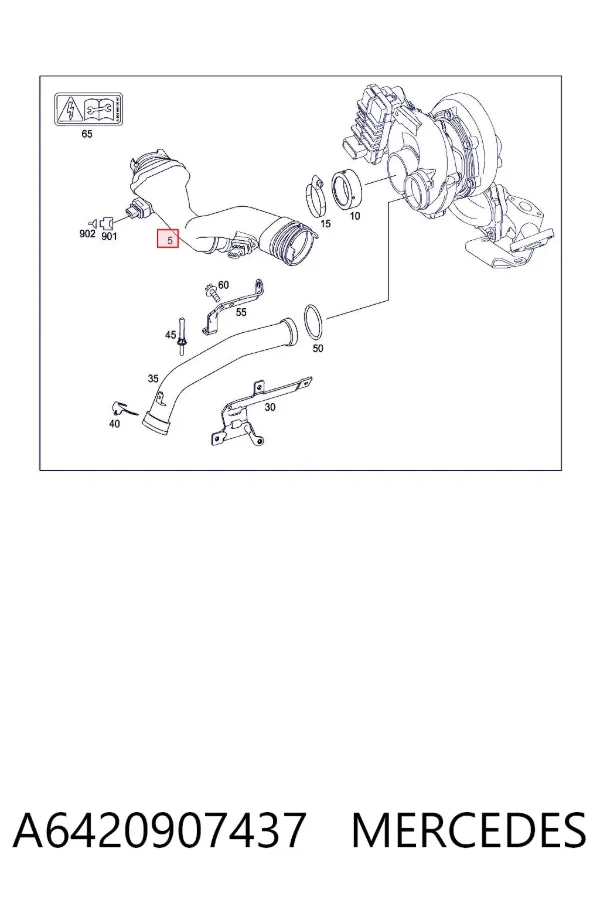 Sensor de fluxo (consumo) de ar, medidor de consumo M.A.F. - (Mass Airflow) A6420907437 Mercedes