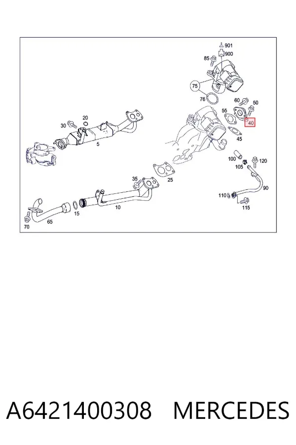 Cano derivado do sistema de recirculação dos gases de escape EGR A6421400308 Mercedes