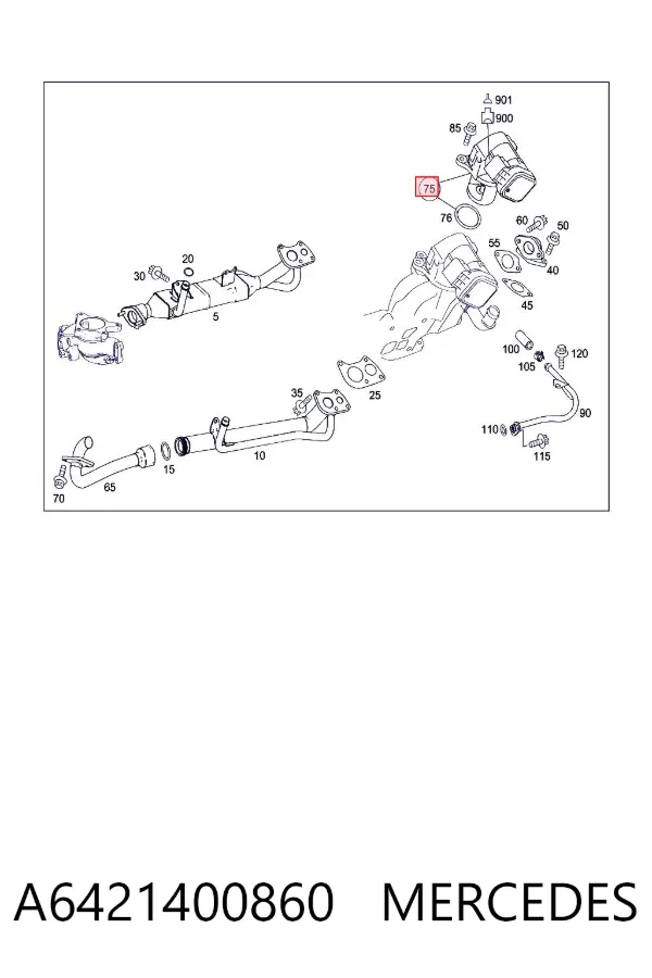 Válvula EGR de recirculação dos gases A6421400860 Mercedes