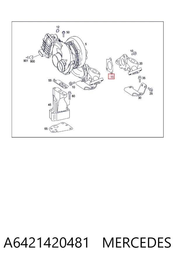 Vedante de turbina dos gases de escape, admissão A6421420481 Mercedes
