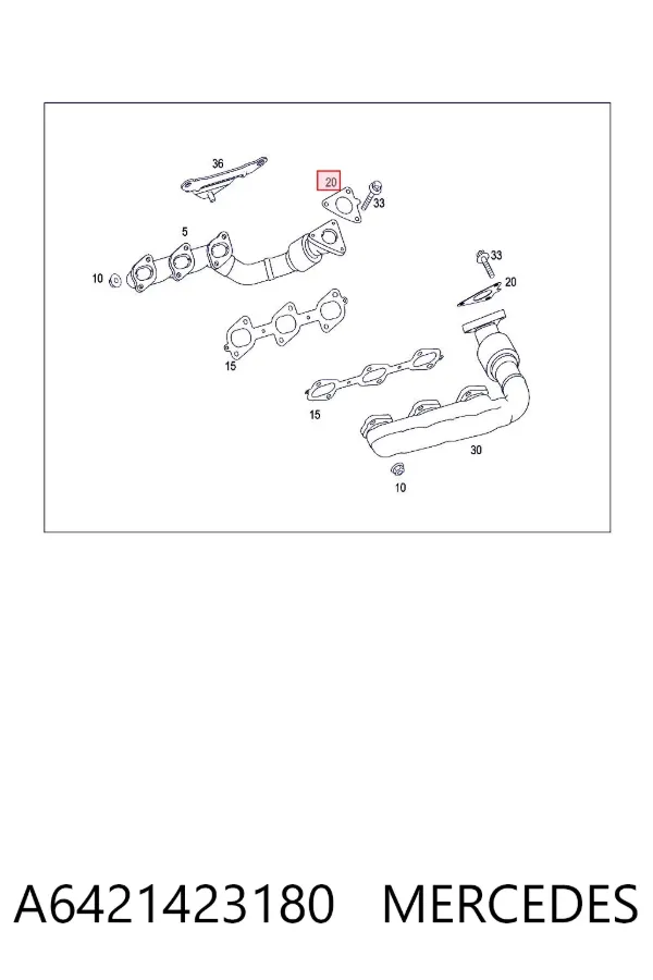 Vedante de turbina dos gases de escape, escape A6421423180 Mercedes
