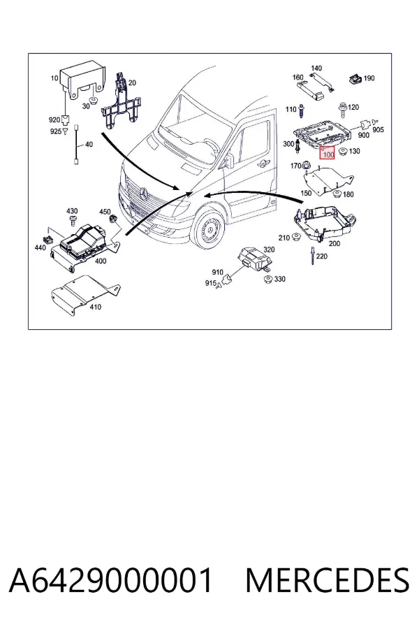 Módulo de direção (Centralina eletrônica) de motor A6429000001 Mercedes