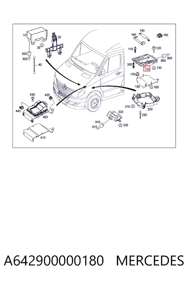 Módulo de direção (Centralina eletrônica) de motor A642900000180 Mercedes