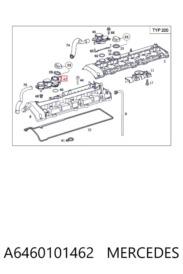 Separador de óleo (separador) do sistema de ventilação de cárter A6460101462 Mercedes