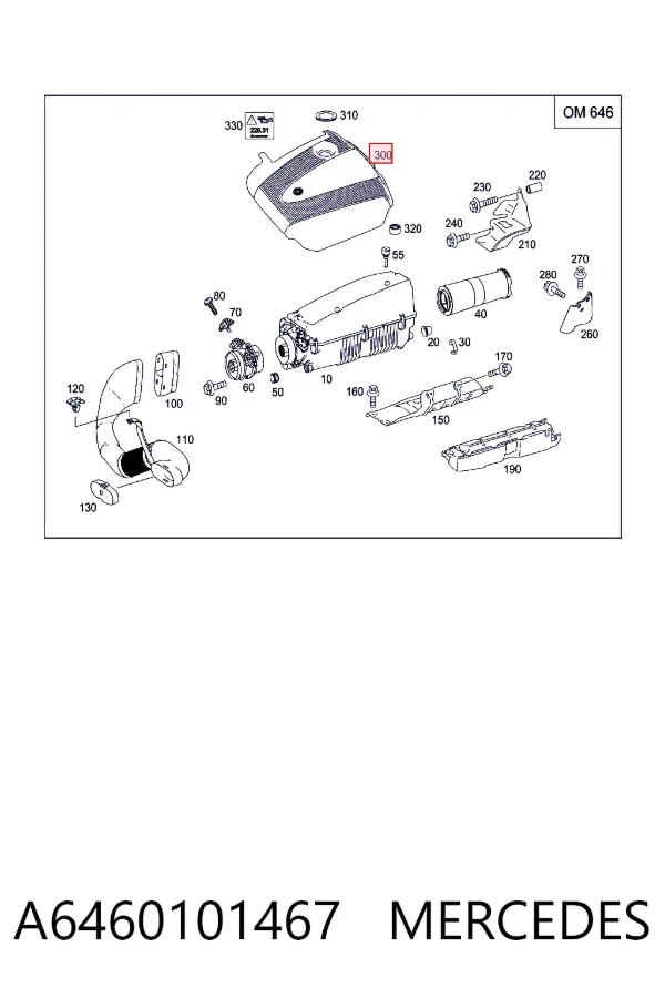 Tampa de motor decorativa A6460101467 Mercedes