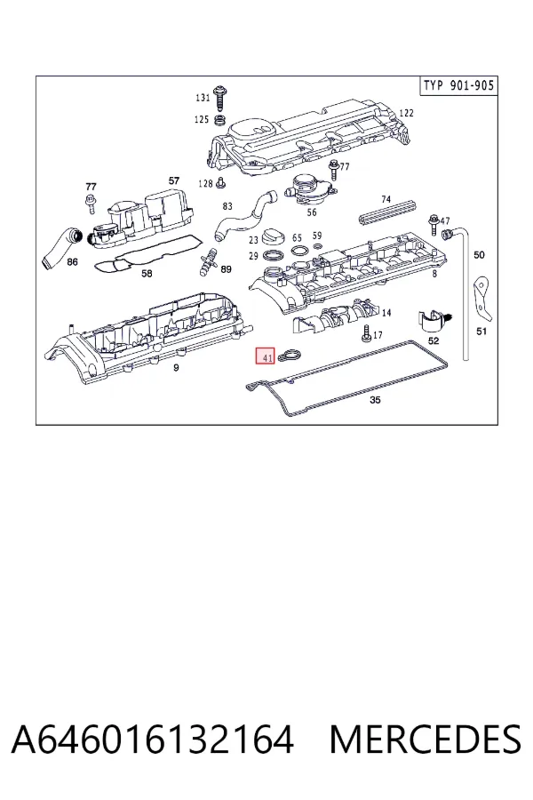 Vedante interno da tampa de válvulas de motor A646016132164 Mercedes