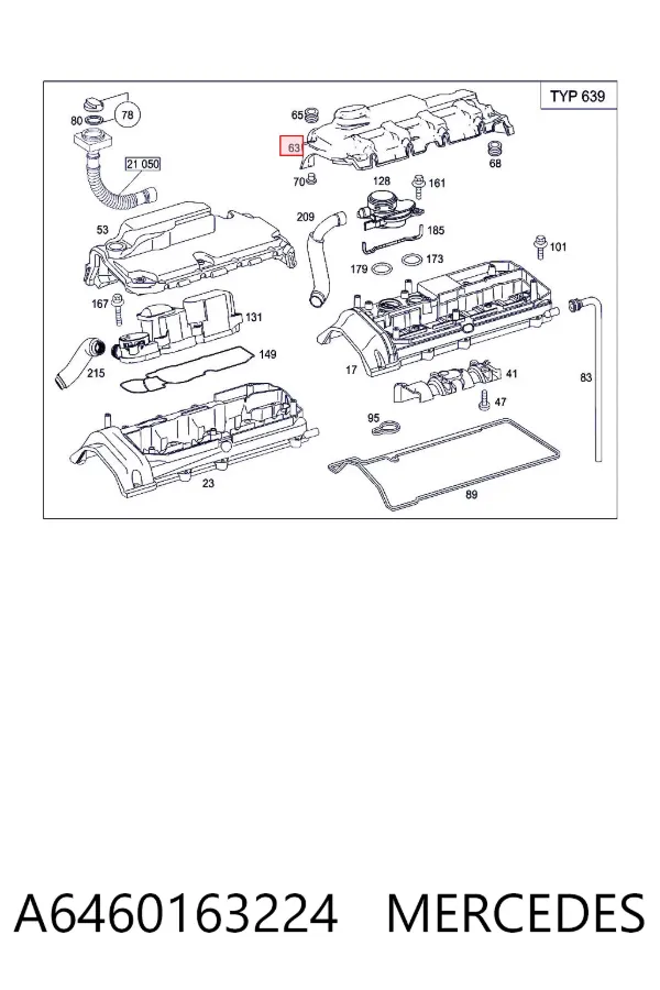 Tampa de motor decorativa A6460163224 Mercedes