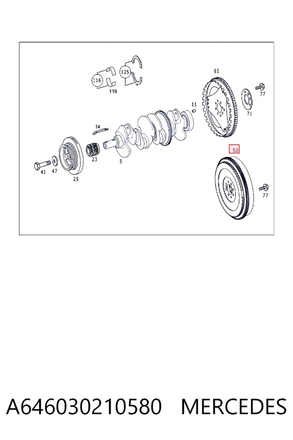Volante de motor A646030210580 Mercedes