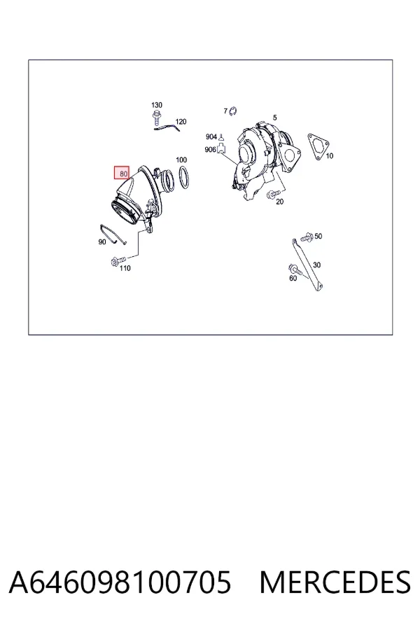 Cano derivado de ar, saída de turbina (supercompressão) A646098100705 Mercedes