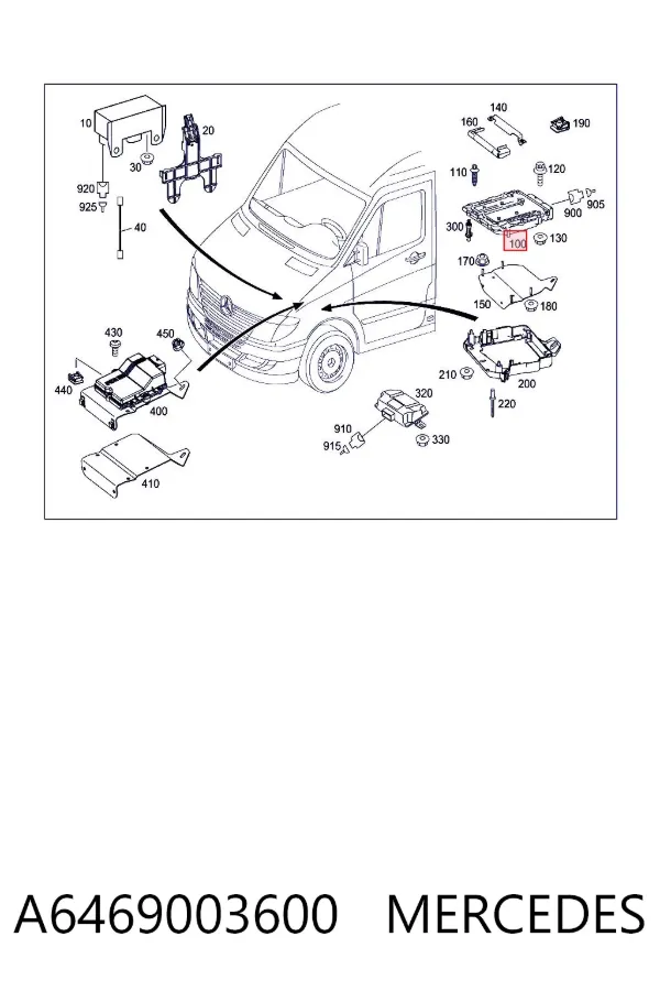 Módulo de direção (Centralina eletrônica) de motor A6469003600 Mercedes