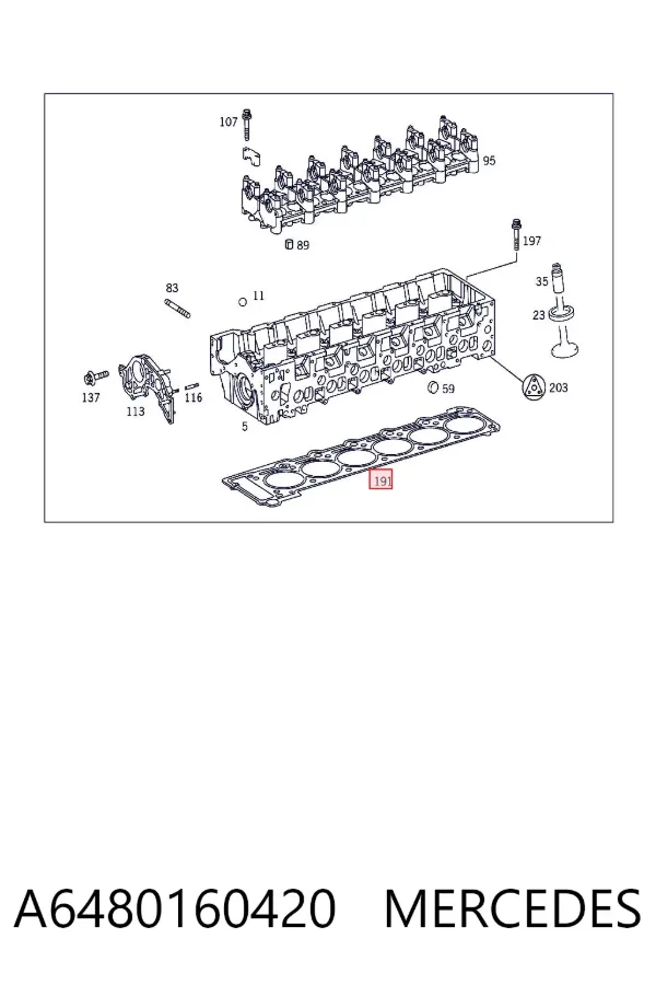 Vedante de cabeça de motor (CBC) A6480160420 Mercedes