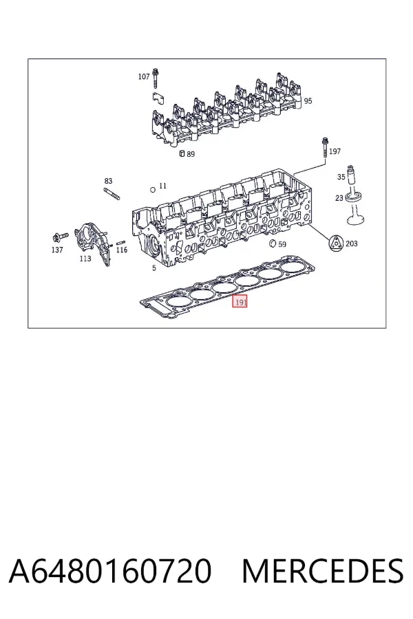 Vedante de cabeça de motor (CBC) A6480160720 Mercedes
