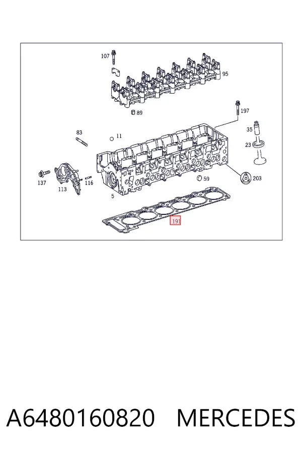 Vedante de cabeça de motor (CBC) A6480160820 Mercedes