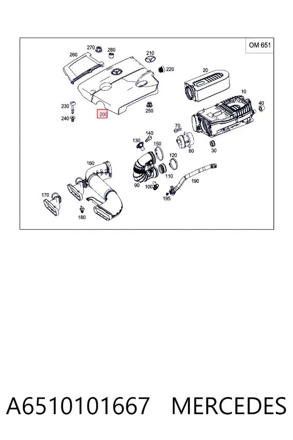 Tampa de motor decorativa A6510101667 Mercedes