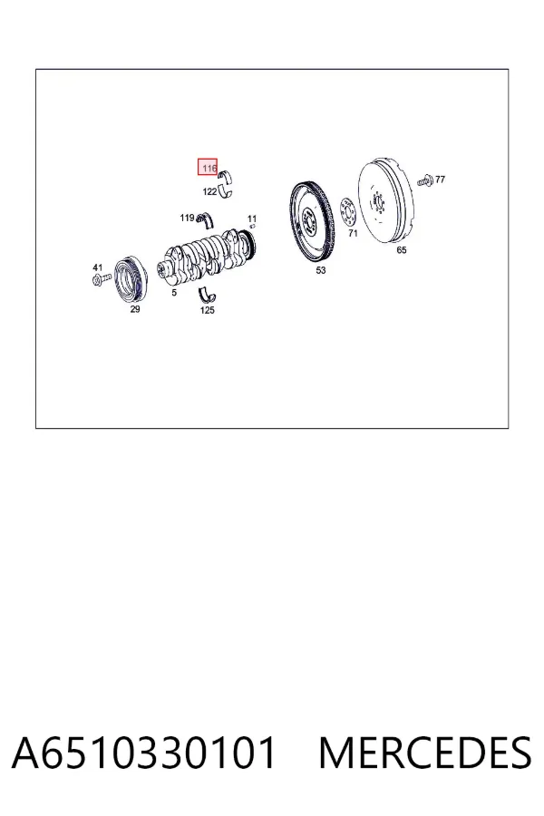 Folhas inseridas principais de cambota, kit, 2ª reparação ( + 0,50) A6510330101 Mercedes