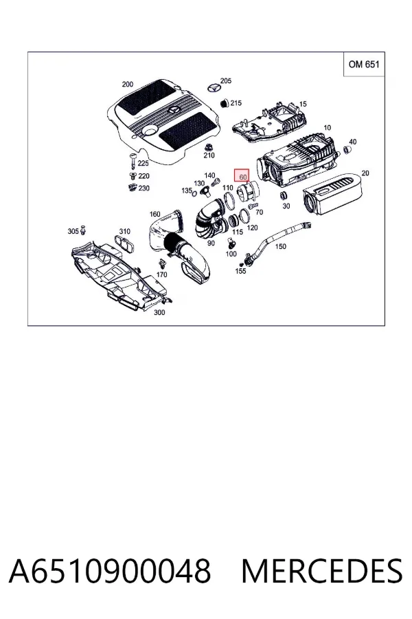 Sensor de fluxo (consumo) de ar, medidor de consumo M.A.F. - (Mass Airflow) A6510900048 Mercedes